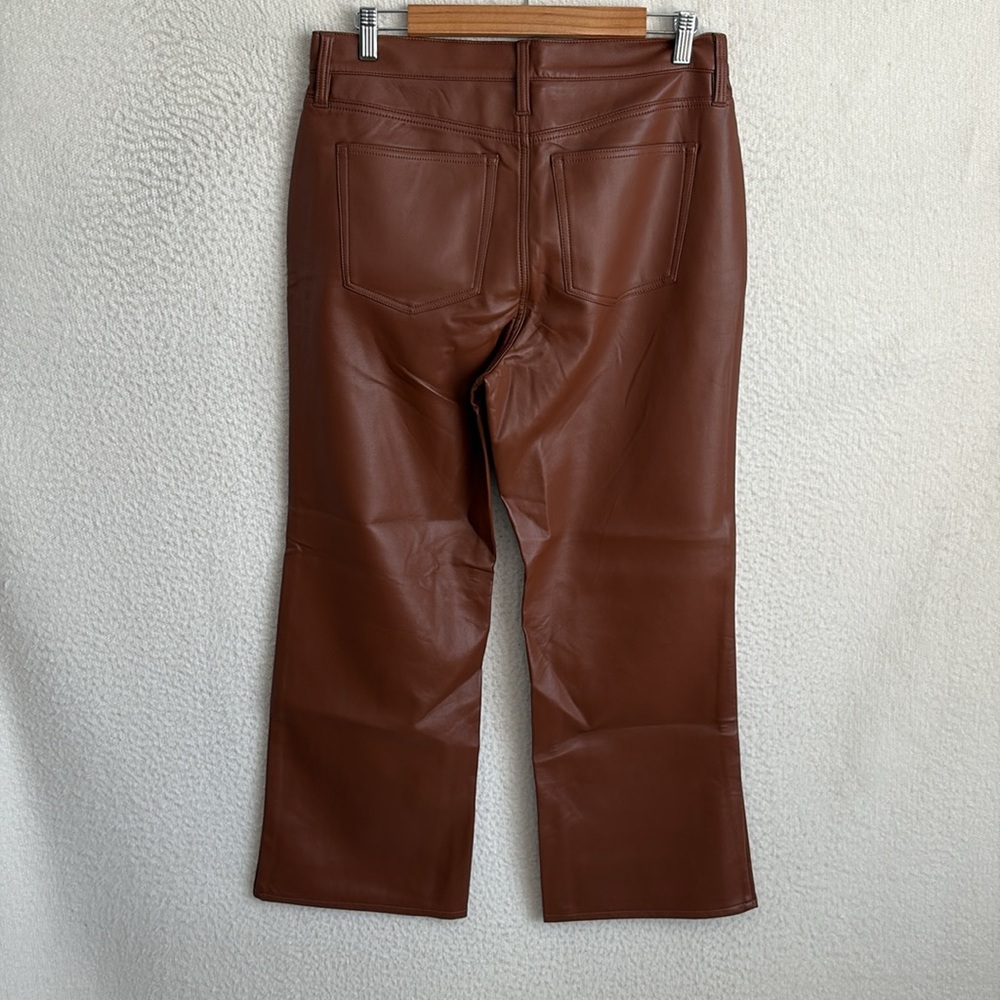 J Crew Faux Leather Slim Wide Leg Pants Womens‎ Size 29 Brown - Picture 8 of 10
